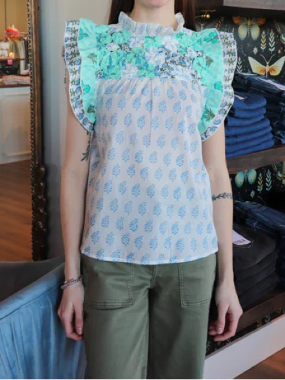 Flutter Sleeve Print Top